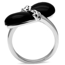 Load image into Gallery viewer, 3W195 - Rhodium Brass Ring with Semi-Precious Onyx in Jet