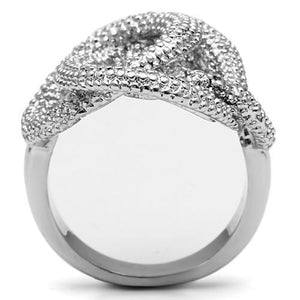 3W196 - Rhodium Brass Ring with AAA Grade CZ  in Clear