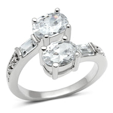 Load image into Gallery viewer, 3W203 - Rhodium Brass Ring with AAA Grade CZ  in Clear