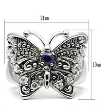 Load image into Gallery viewer, 3W204 - Rhodium Brass Ring with AAA Grade CZ  in Amethyst