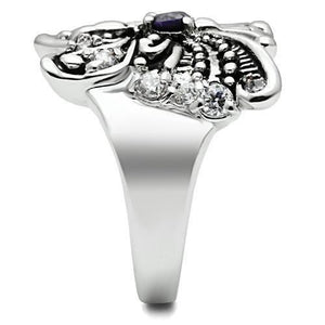 3W204 - Rhodium Brass Ring with AAA Grade CZ  in Amethyst