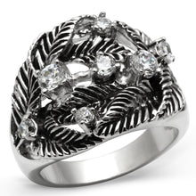 Load image into Gallery viewer, 3W211 - Rhodium Brass Ring with AAA Grade CZ  in Clear