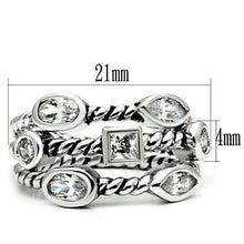 Load image into Gallery viewer, 3W212 - Rhodium Brass Ring with AAA Grade CZ  in Clear