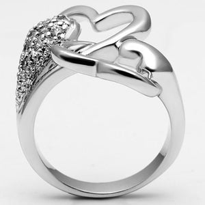 3W213 - Rhodium Brass Ring with AAA Grade CZ  in Clear
