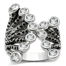 Load image into Gallery viewer, 3W218 - Rhodium Brass Ring with AAA Grade CZ  in Clear