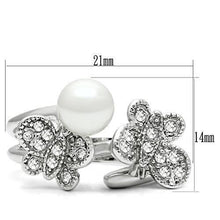 Load image into Gallery viewer, 3W223 - Rhodium Brass Ring with Synthetic Pearl in White