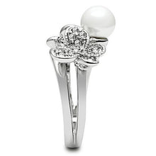 Load image into Gallery viewer, 3W223 - Rhodium Brass Ring with Synthetic Pearl in White
