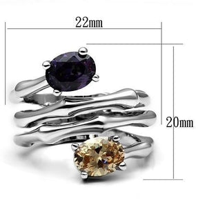 3W224 - Rhodium Brass Ring with AAA Grade CZ  in Multi Color