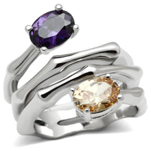 Load image into Gallery viewer, 3W224 - Rhodium Brass Ring with AAA Grade CZ  in Multi Color