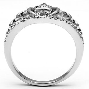 3W229 - Rhodium Brass Ring with AAA Grade CZ  in Clear
