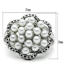 Load image into Gallery viewer, 3W232 - Rhodium Brass Ring with Synthetic Pearl in White