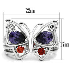 Load image into Gallery viewer, 3W233 - Rhodium Brass Ring with AAA Grade CZ  in Multi Color