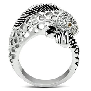 3W234 - Rhodium Brass Ring with AAA Grade CZ  in Champagne