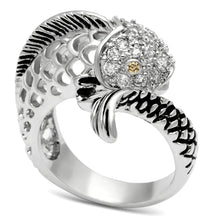 Load image into Gallery viewer, 3W234 - Rhodium Brass Ring with AAA Grade CZ  in Champagne