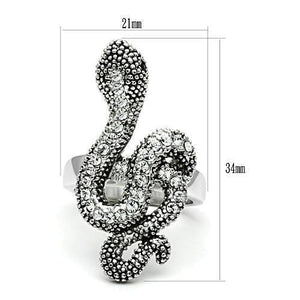 3W236 - Rhodium Brass Ring with Top Grade Crystal  in Jet