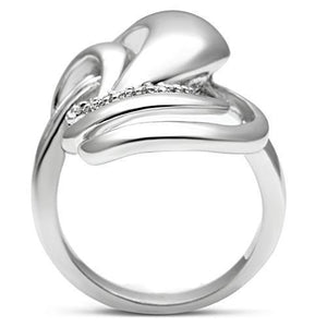 3W237 - Rhodium Brass Ring with AAA Grade CZ  in Clear