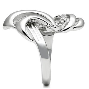 3W237 - Rhodium Brass Ring with AAA Grade CZ  in Clear