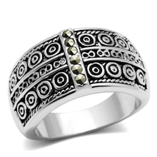 Load image into Gallery viewer, 3W239 - Rhodium Brass Ring with Semi-Precious Marcasite in Black Diamond