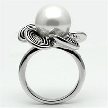 Load image into Gallery viewer, 3W240 - Rhodium Brass Ring with Synthetic Pearl in White
