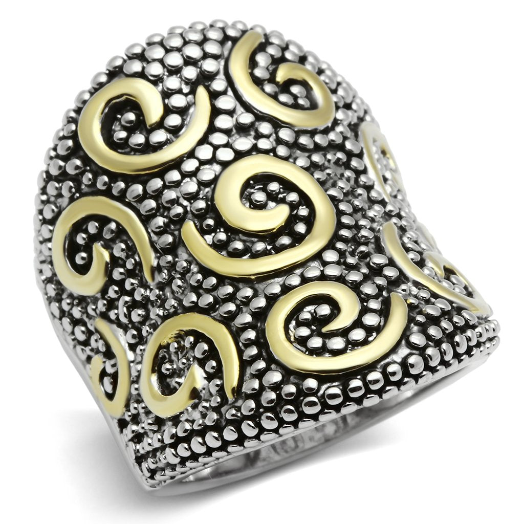3W243 - Reverse Two-Tone Brass Ring with No Stone