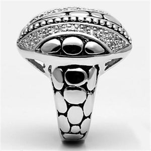 3W244 - Rhodium Brass Ring with AAA Grade CZ  in Clear