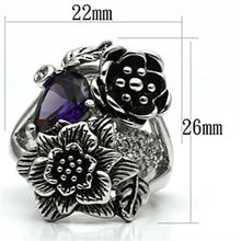 Load image into Gallery viewer, 3W250 - Rhodium Brass Ring with AAA Grade CZ  in Fuchsia