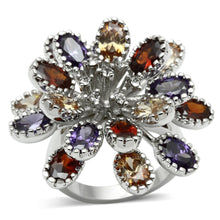Load image into Gallery viewer, 3W251 - Rhodium Brass Ring with AAA Grade CZ  in Multi Color