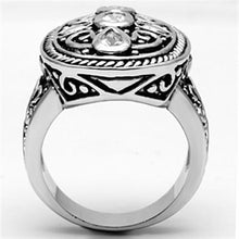 Load image into Gallery viewer, 3W252 - Rhodium Brass Ring with AAA Grade CZ  in Clear