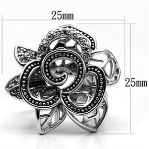 3W261 - Rhodium Brass Ring with AAA Grade CZ  in Clear