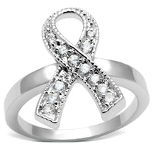 Load image into Gallery viewer, 3W263 - Rhodium Brass Ring with AAA Grade CZ  in Clear