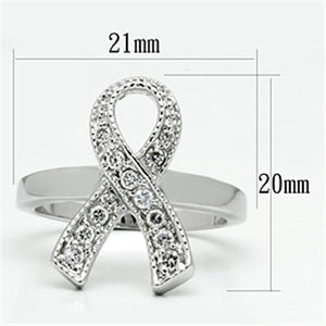 3W263 - Rhodium Brass Ring with AAA Grade CZ  in Clear