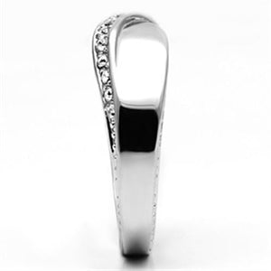 3W264 - Rhodium Brass Ring with Top Grade Crystal  in Clear