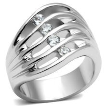 Load image into Gallery viewer, 3W265 - Rhodium Brass Ring with AAA Grade CZ  in Clear