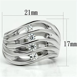 3W265 - Rhodium Brass Ring with AAA Grade CZ  in Clear