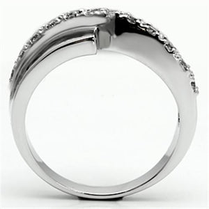 3W267 - Rhodium Brass Ring with AAA Grade CZ  in Clear