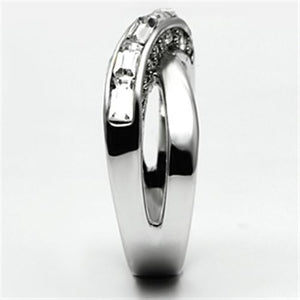 3W269 - Rhodium Brass Ring with Top Grade Crystal  in Clear