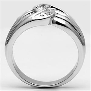 3W272 - Rhodium Brass Ring with AAA Grade CZ  in Clear