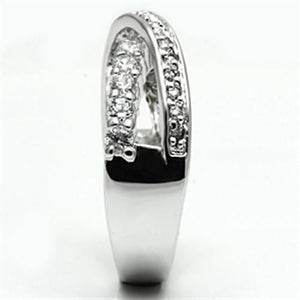 3W274 - Rhodium Brass Ring with AAA Grade CZ  in Clear