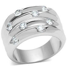 Load image into Gallery viewer, 3W275 - Rhodium Brass Ring with AAA Grade CZ  in Clear
