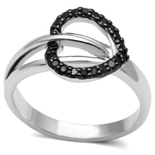 Load image into Gallery viewer, 3W277 - Rhodium + Ruthenium Brass Ring with AAA Grade CZ  in Black Diamond