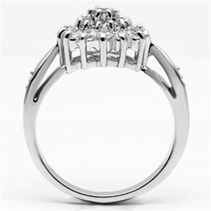 3W278 - Rhodium Brass Ring with AAA Grade CZ  in Clear