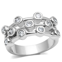 Load image into Gallery viewer, 3W280 - Rhodium Brass Ring with AAA Grade CZ  in Clear