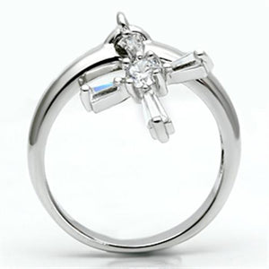 3W283 - Rhodium Brass Ring with AAA Grade CZ  in Clear