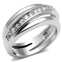 Load image into Gallery viewer, 3W284 - Rhodium Brass Ring with AAA Grade CZ  in Clear