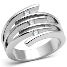 Load image into Gallery viewer, 3W285 - Rhodium Brass Ring with AAA Grade CZ  in Clear