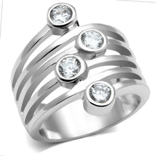 Load image into Gallery viewer, 3W286 - Rhodium Brass Ring with AAA Grade CZ  in Clear