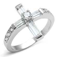 Load image into Gallery viewer, 3W288 - Rhodium Brass Ring with AAA Grade CZ  in Clear