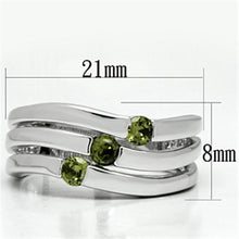 Load image into Gallery viewer, 3W289 - Rhodium Brass Ring with AAA Grade CZ  in Olivine color