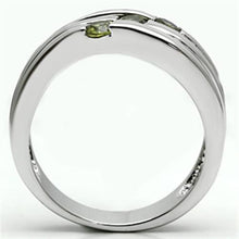 Load image into Gallery viewer, 3W289 - Rhodium Brass Ring with AAA Grade CZ  in Olivine color