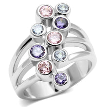 Load image into Gallery viewer, Lorna Cocktail Ring - Rhodium Brass, AAA CZ , Multi Color - 3W290